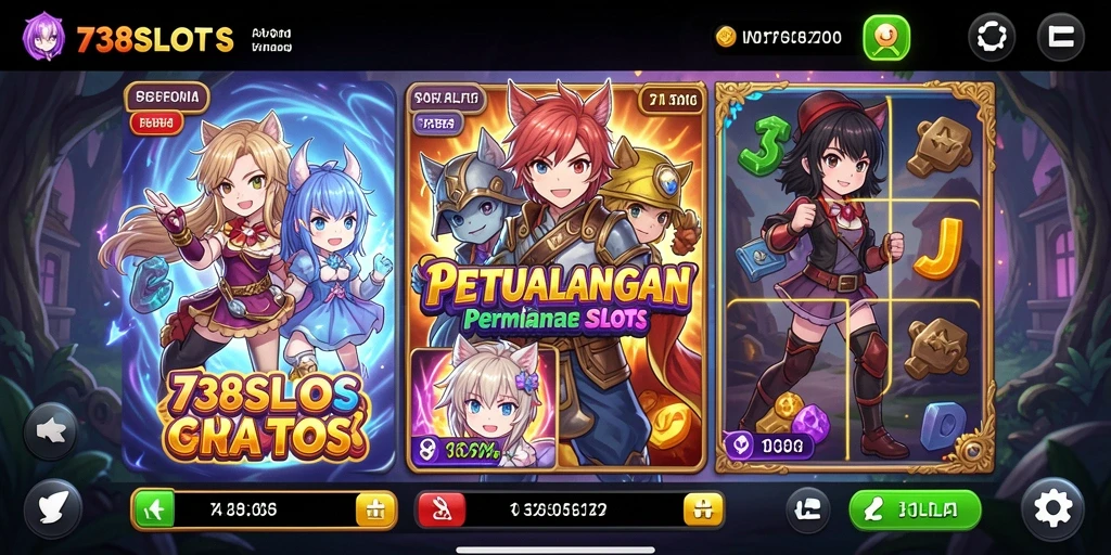 Tangkap momen epic gameplay dari 738SLOTS yang penuh warna dan karakter anime.