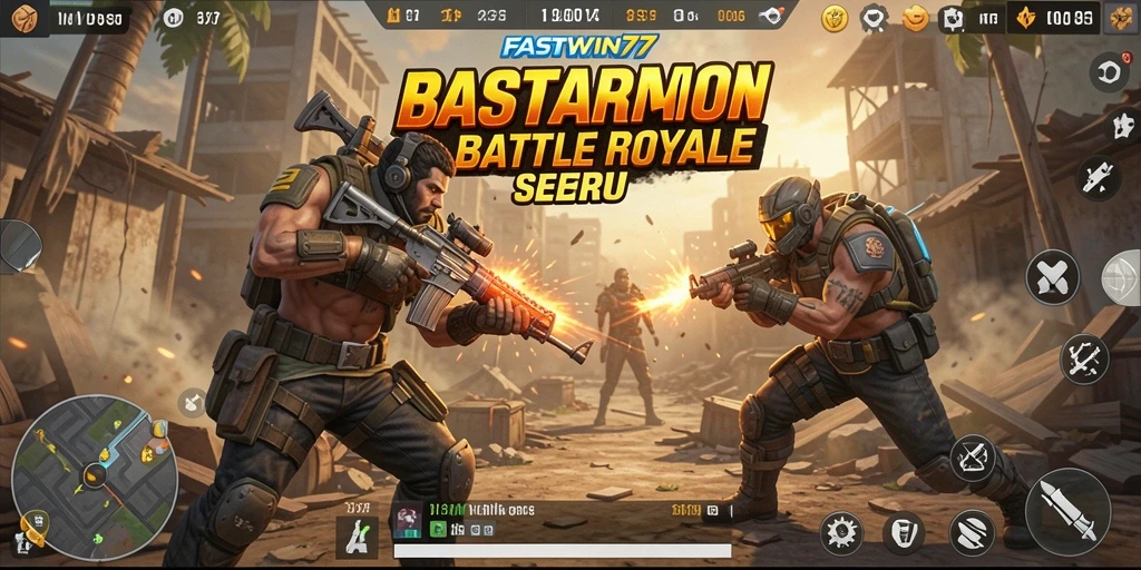 Screenshot utama dari gameplay seru FASTWIN77 dalam aksi Battle Royale.