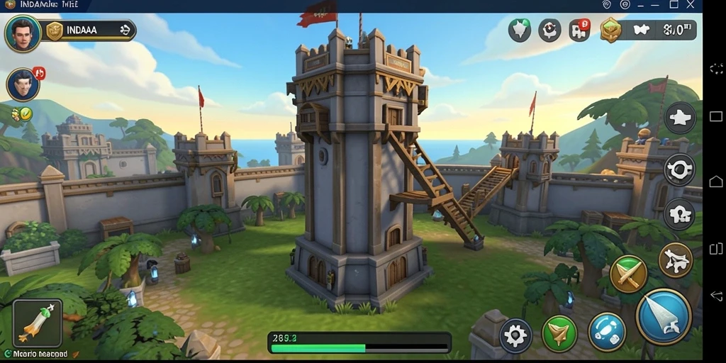 Tampilan gameplay <strong>INDAAA</strong> yang mendebarkan dalam mode Tower Defense.