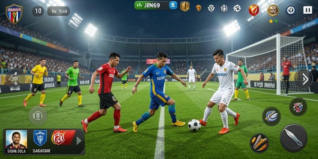 Screenshot JIN69 menampilkan aksi seru pertandingan sepak bola.