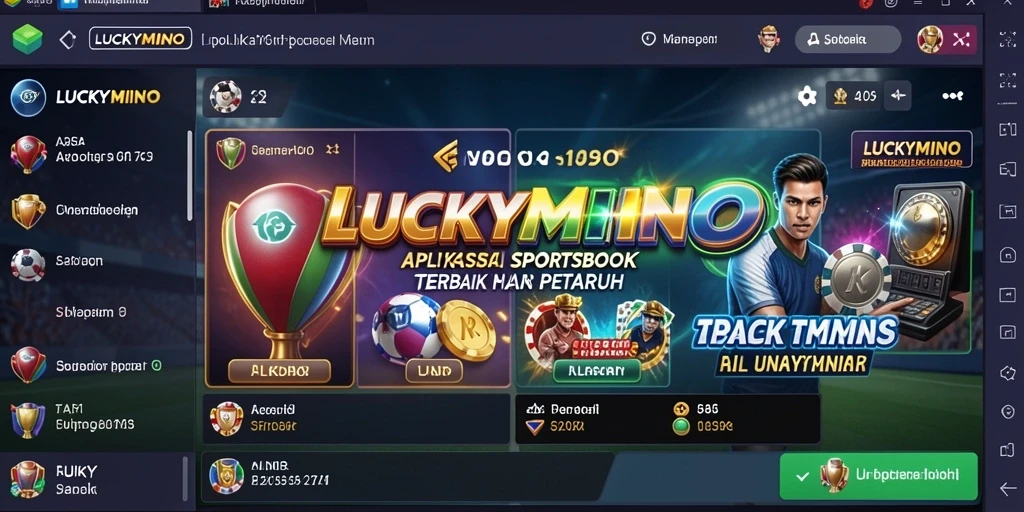 Tampilan gameplay LUCKYMINO dengan fitur taruhan olahraga.