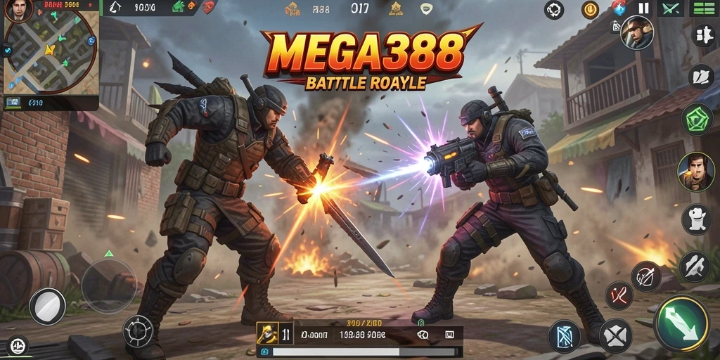 Gameplay seru dan menegangkan dalam MEGA388 Battle Royale.