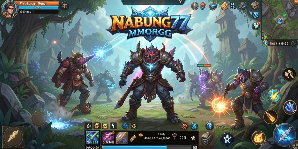 Menampilkan gameplay seru dan interaksi pemain di dunia MMORPG NABUNG77.