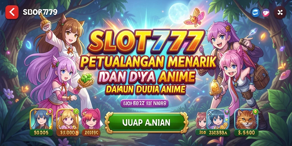 Screenshot utama SLOT777 menampilkan gameplay Anime yang seru dan penuh warna.