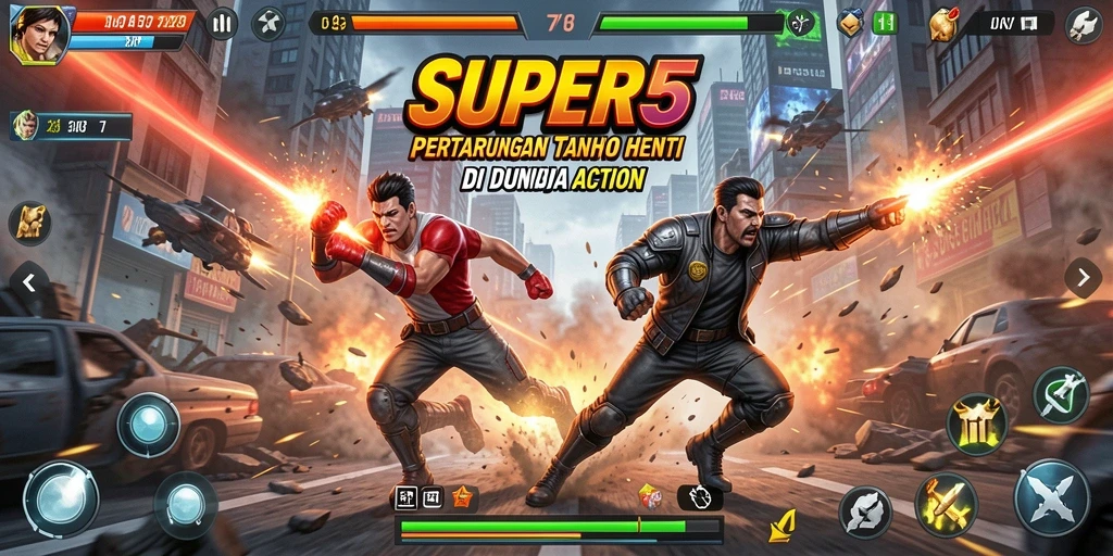 Tangkap aksi mendebarkan di SUPER5 saat karakter bertarung.