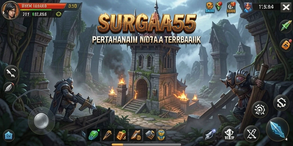 Screenshot gameplay SURGA55 menampilkan strategi pertahanan yang mendebarkan.